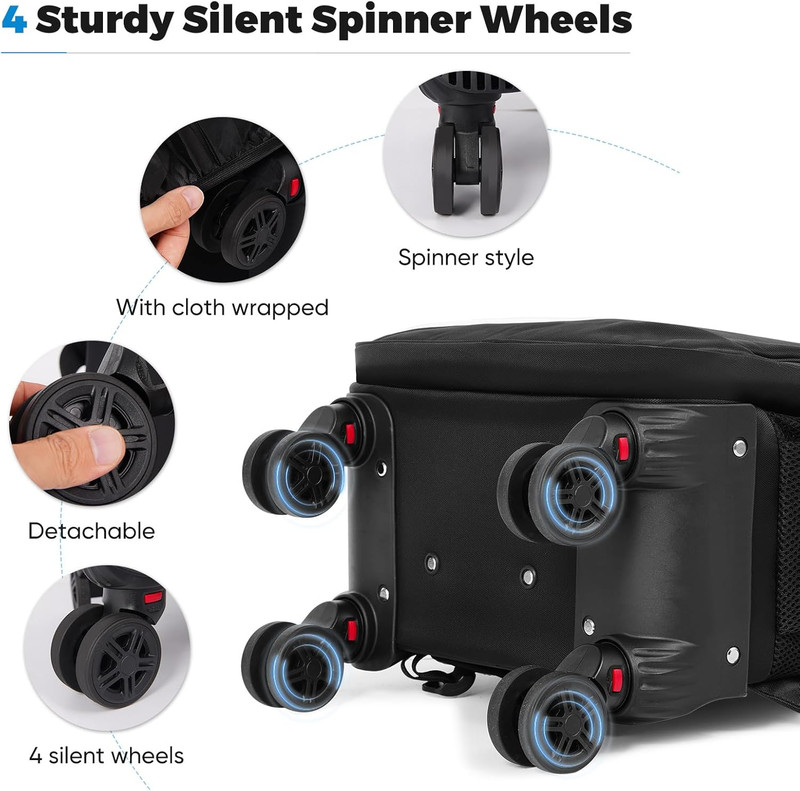 360° Rotating Water Resistant Rolling Backpack with 4 Removable Wheels for Adult gallery
