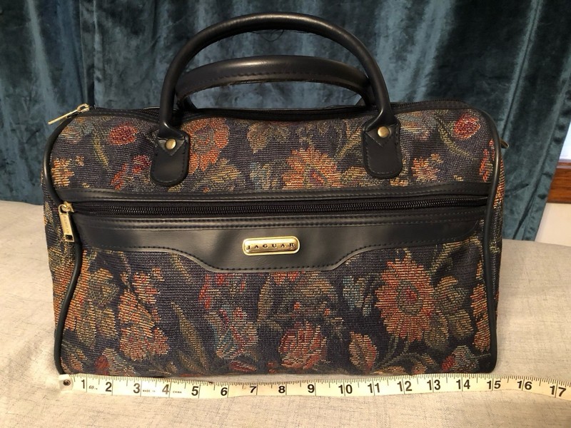 Jaguar Floral Tapestry Weekender Travel Luggage Bag Soft Shell Carry-on Vintage