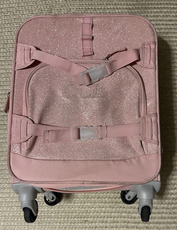 Pottery Barn kids Mackenzie Girls Rolling suitcase luggage Pink Glitter