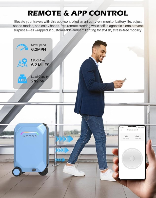 20'' Smart Rideable Suitcase 31L Electric Luggage Scooter For Travel gallery