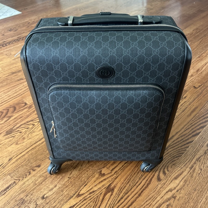 Gucci Black Azalea GG Canvas Supreme Rolling Trolley Luggage