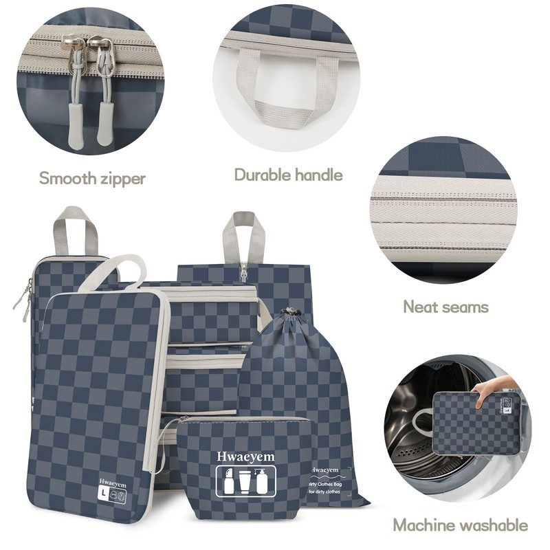 8 Set Compression Packing Cubes for Travel, Lightweight Dual Zipper Packing C... gallery