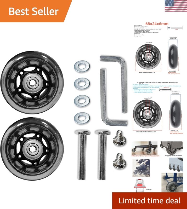 Durable 68mm Suitcase Wheels Repair Kit – Includes Axles and Installation Tools