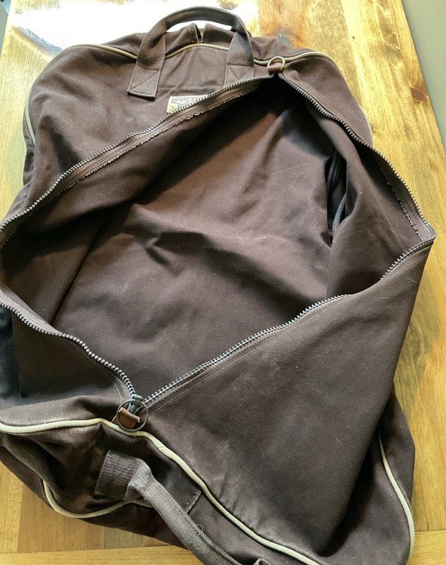 Land's End Square Rigger Garment Carrier/Zip Up Bag 38"x 22” Brown Canvas EUC gallery