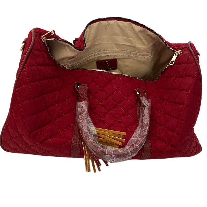Weekender Duffle Bag – Quilted Nylon – Red – Heidi & Oak – NWT