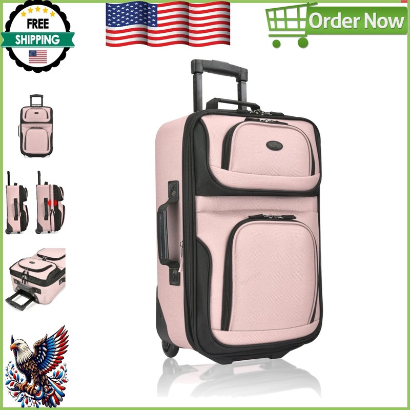 Fashionable 20-Inch Pink Lightweight Rolling Luggage, Perfect for Modern Travel