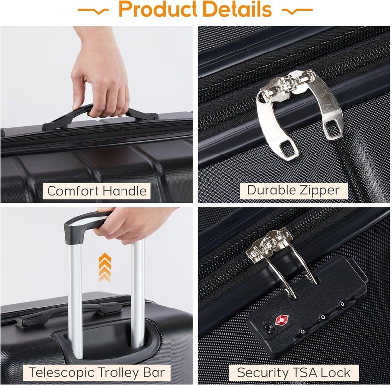 TSA Lock Carry-On Suitcase Hard Shell Rolling Expandable Lightweight Luggage gallery