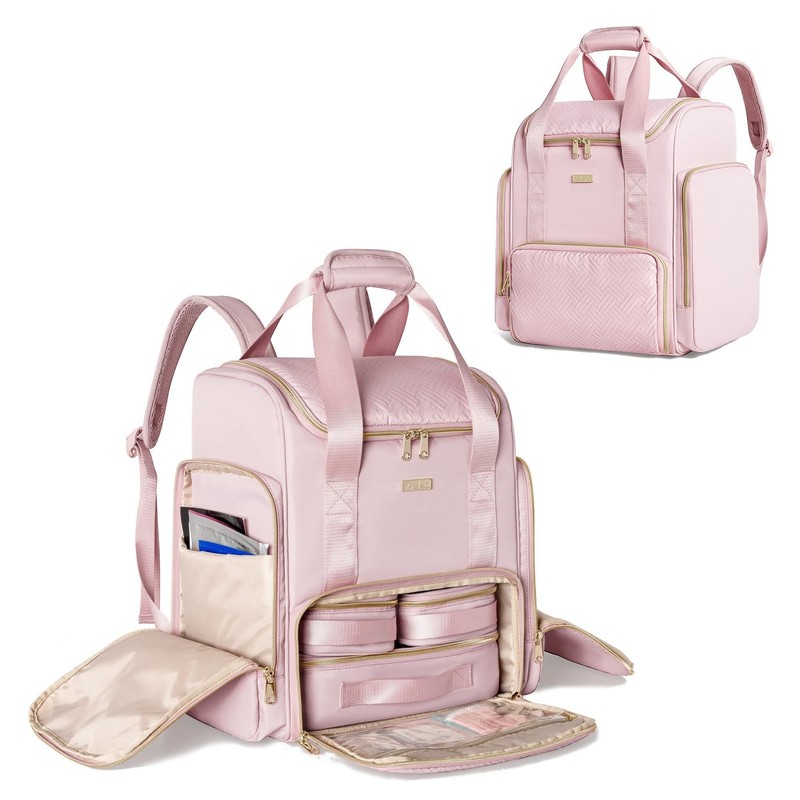 Large Makeup Backpack with 3 Clear Makeup Bags, Double Layers Professional Ma...