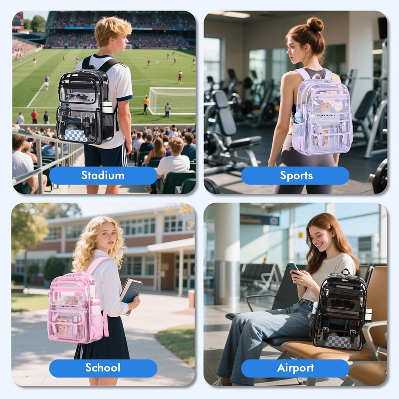 Large Clear Backpack Transparent Heavy Duty School PVC Bookbag See Through Ba... gallery