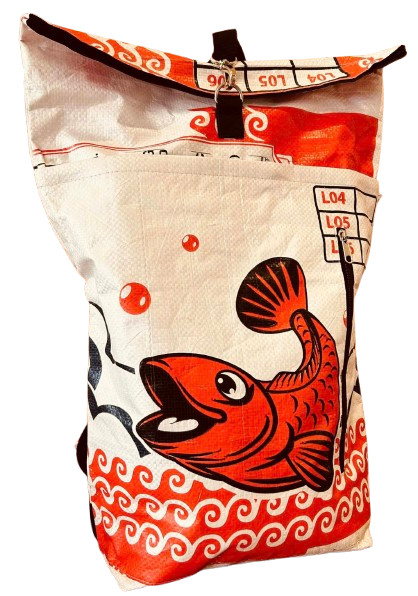 Fair Trade Fish Duffle Backpack handmade in Cambodia gallery