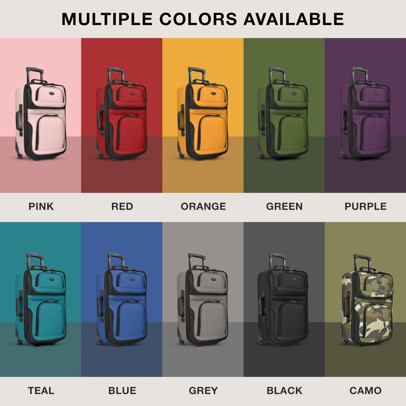 U.S. Traveler Rio Lightweight Softside Rolling Carry-on Suitcase, 2-Wheel Set, O gallery