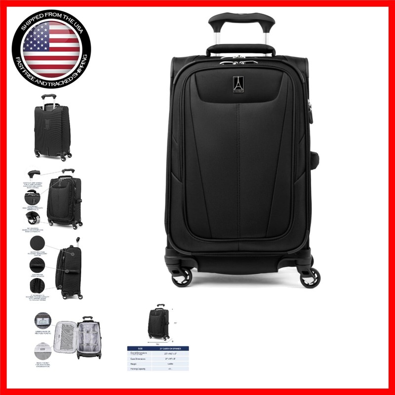 Maxlite 5 Lightweight 21-Inch Expandable Carry-On Luggage with 4 Spinner Wheels