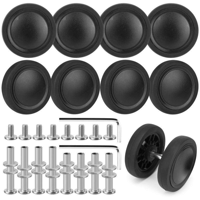 Vivikivi 8 Pcs 60mm/2.36in Luggage Wheels Replacement, 50mm/1.97inches, Black