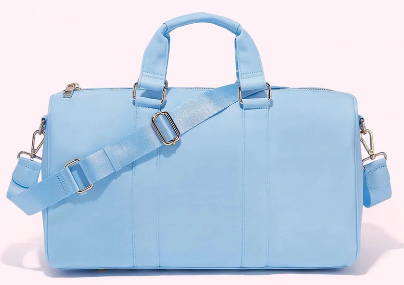 $178 NEW STONEY CLOVER MINI DUFFLE BAG Periwinkle Baby Blue Strap Gold Zip