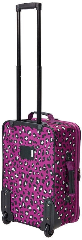 2 Piece Luggage Set Softside Expandable Spinner Upright Purple Leopard gallery
