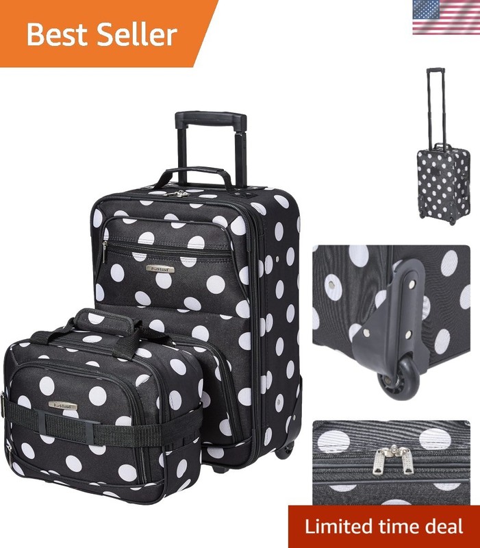 Deluxe Black Dot Expandable Luggage Set - Lightweight 2-Piece Travel Essentials