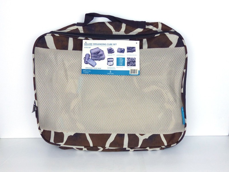 Handy Sandy Deluxe 5 Pc Packing Cube Set Giraffe Print Travel Organizer NWT