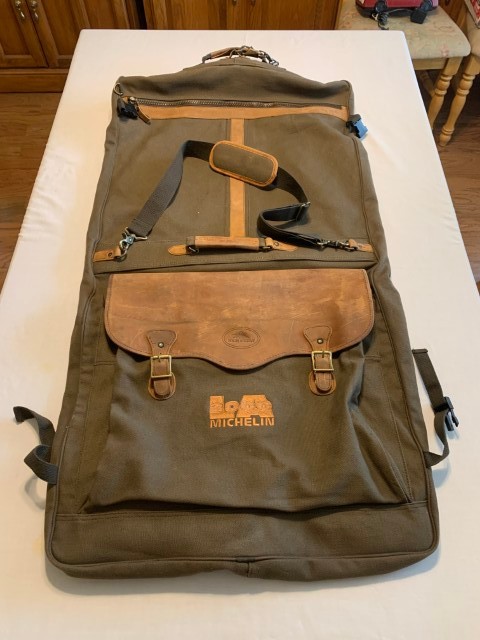 Michelin Advertising High Sierra Canvas & Leather Garment Bag – In VG Condition