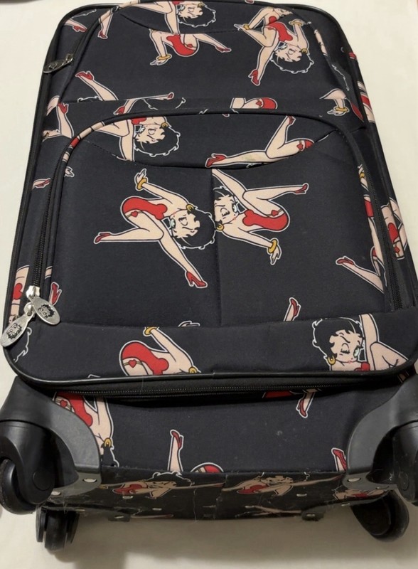 Betty Boop Fun Rolling Suitcase Carry On Luggage Spinner Travel Bag Black Retro