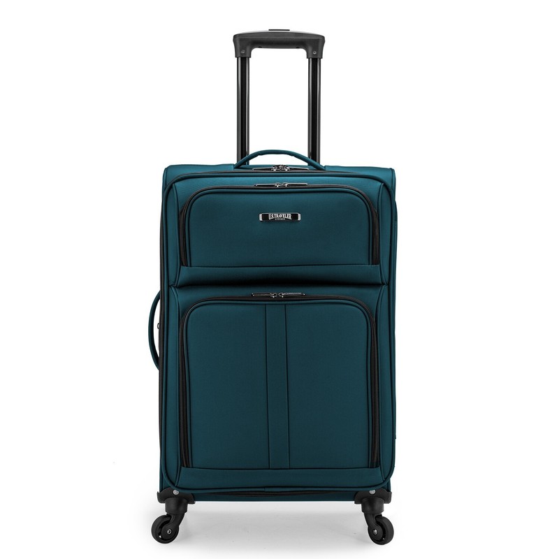 U.S. Traveler Anzio 22′ Carry-on Softside Expandable Spinner Luggage – Teal