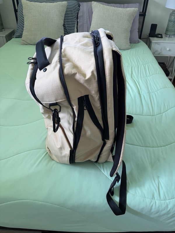 Solgaard Beige Black Backpack Adjustable Straps Multiple Compartments gallery
