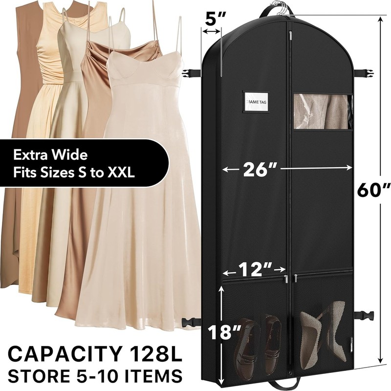 Spacious 60'' Polyester Garment Bag with Dual Pockets for Organized Travel gallery