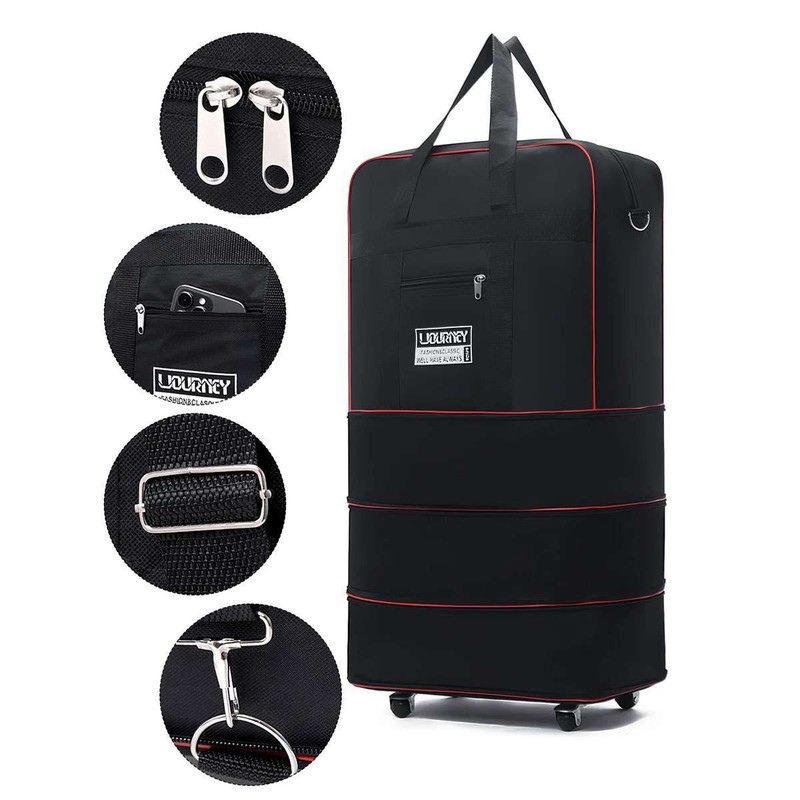 Expandable Rolling Duffle Bag Wheeled Luggage Foldable Suitcase Large Backpack gallery
