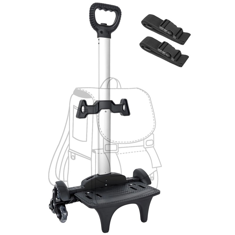 Backpack Trolley with Wheels, 6-Wheels Rolling Dolly Cart for Backpack, Lugga…