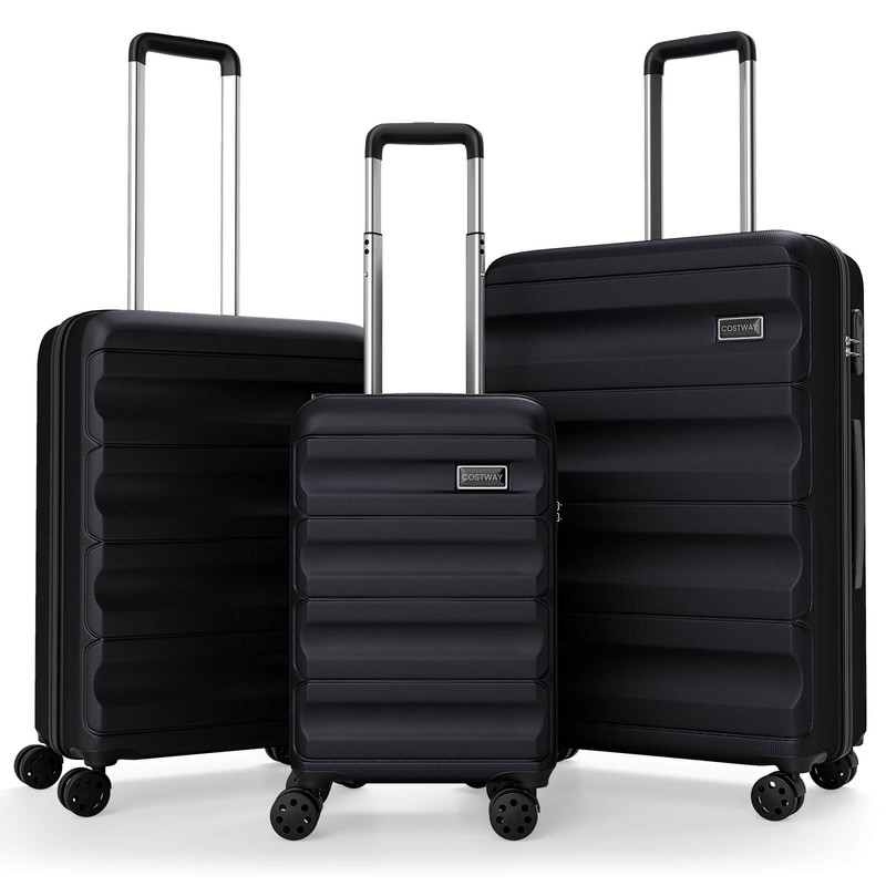 3PCS Hardside Luggage Set (20/24/28 Inch) w/ 8-Spinner Wheels, 3-Digital Lock