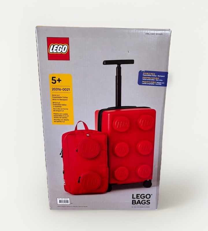 LEGO Kids Luggage Set • Brick Carry-on Travel Suitcase & Backpack, TSA Lock Red