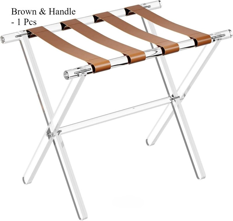 Sumerflos Acrylic Luggage Rack for Guest Room, Brown & Handle - 1 Pcs, NEW