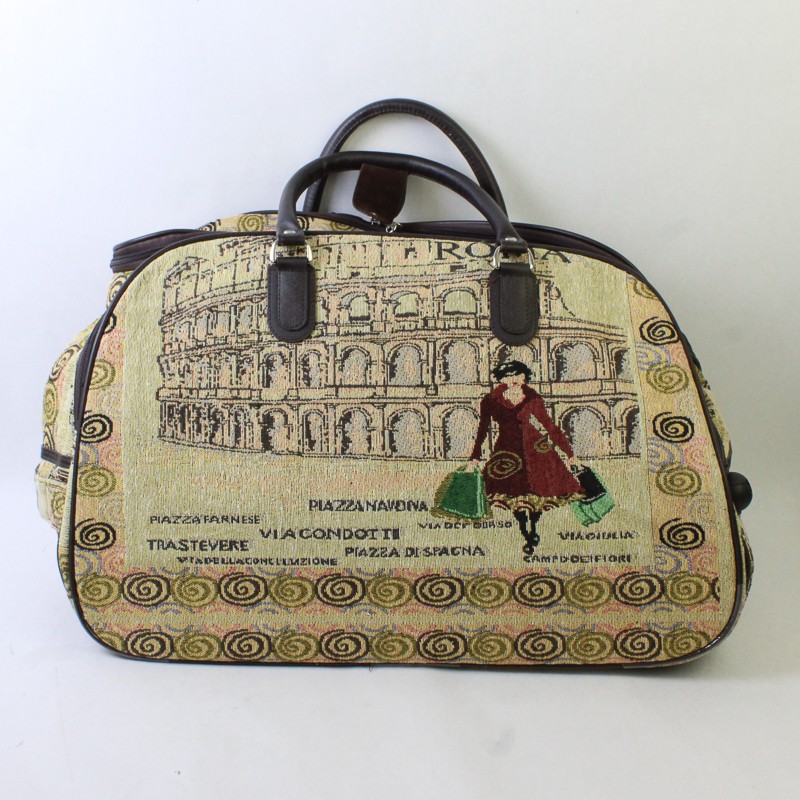 Unbranded Rome Printed Blanket Texture Trolley Tote Luggage Travel Bag 20″