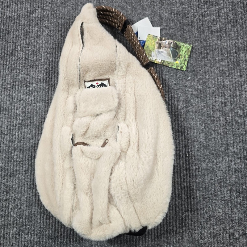KAVU Rope Fuzz Beige Backpack Womens Lightweight Adjustable Rope Strap