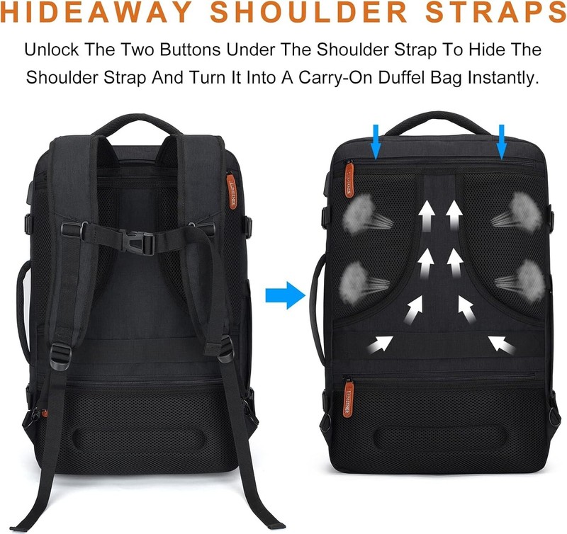 Multi-Functional Water Resistant Weekender Backpack with 4 Packing Cubes gallery
