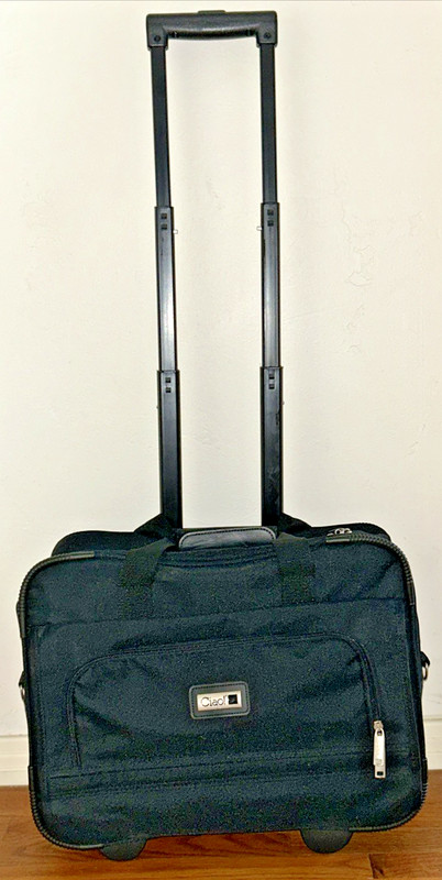 Ciao! 17″ Black Nylon Telescopic Handle Rolling Luggage Bag, Carry-On Under Seat
