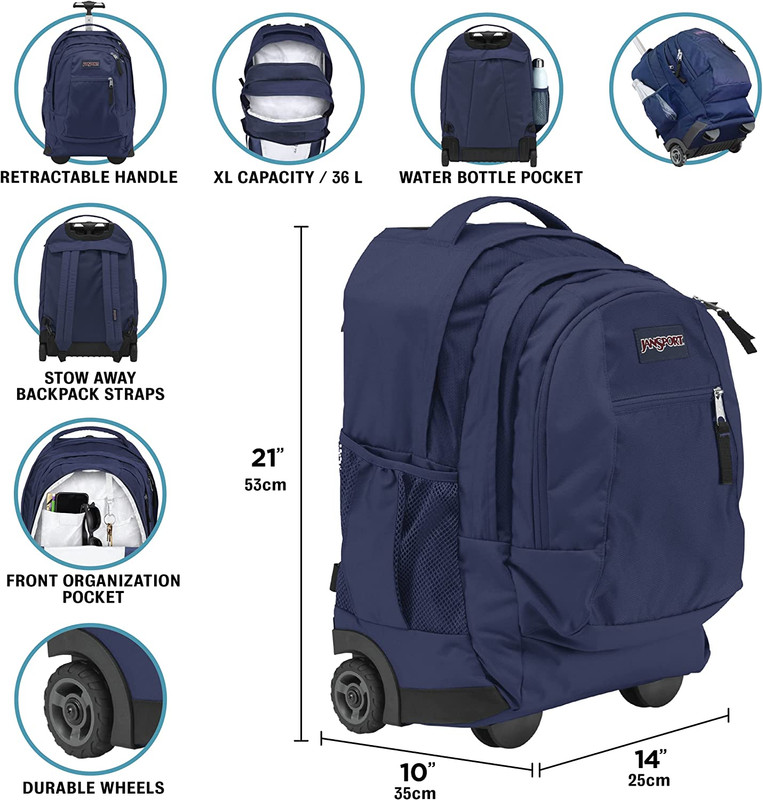 Driver 8 Black Wheeled Backpack with 15" Laptop Sleeve - Travel Ready! gallery
