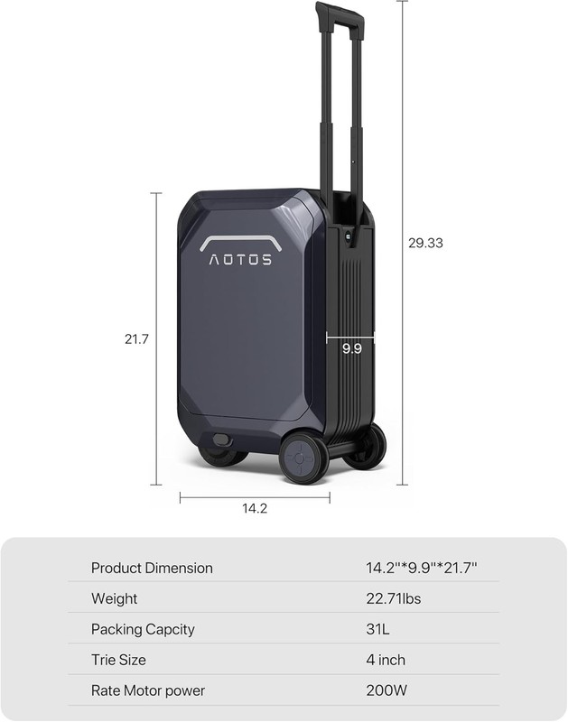 20" ELECTRIC SMART RIDEABLE SUITCASE 31L LUGGAGE SCOOTER FOR TRAVEL APP CONTROL~ gallery