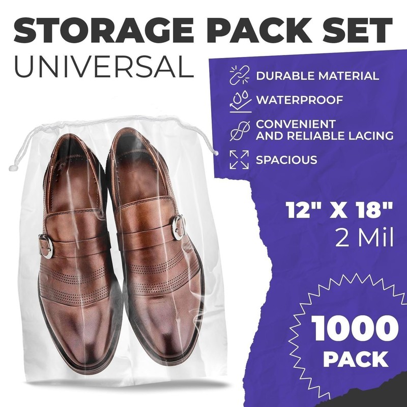 Clear Plastic Drawstring Bags Waterproof 2 Mil 1000 Count 12 x 18 in gallery