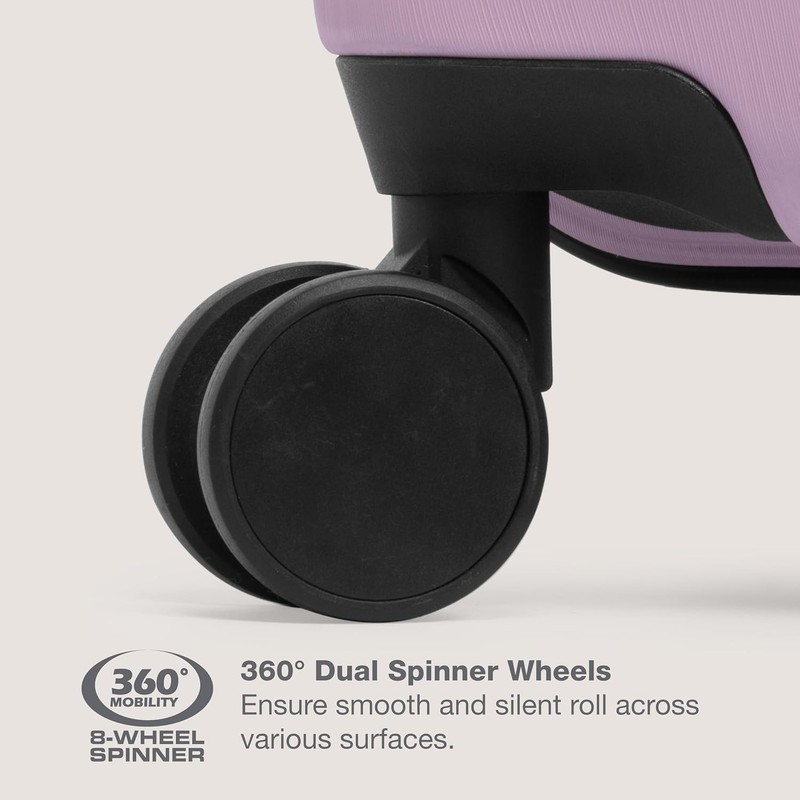 Durable Lavender 26-Inch Expandable Luggage with 8 Spinner Wheels & Protection gallery