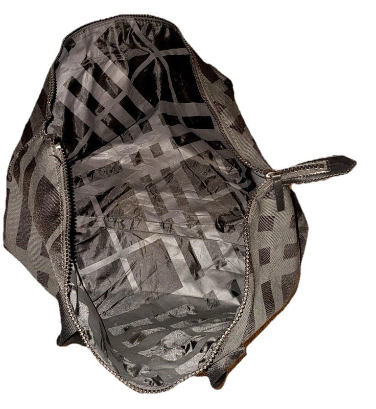 Burberry Fragrances Weekender Duffle Bag Black Gray Plaid Print Zip Top Travel gallery