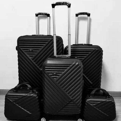5 Pcs Luggage Dual Spinner Hardshell Impact Resistant Built-In TSA Lock – BLACK