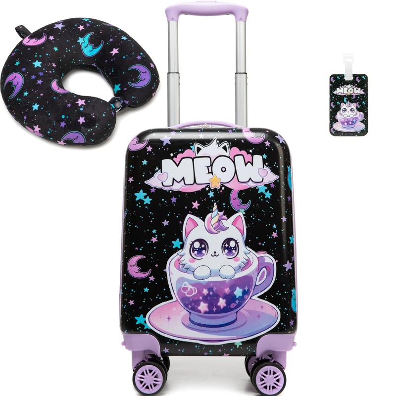 Kids 2 Piece Luggage Set 16” Hardside Suitcase with Spinner Wheels for Travel