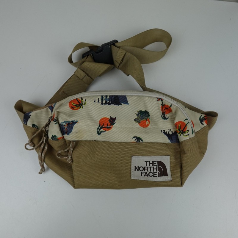 The North Face Waist Pack Fanny Belt Bag Tan Print Adjustable Strap Crossbody