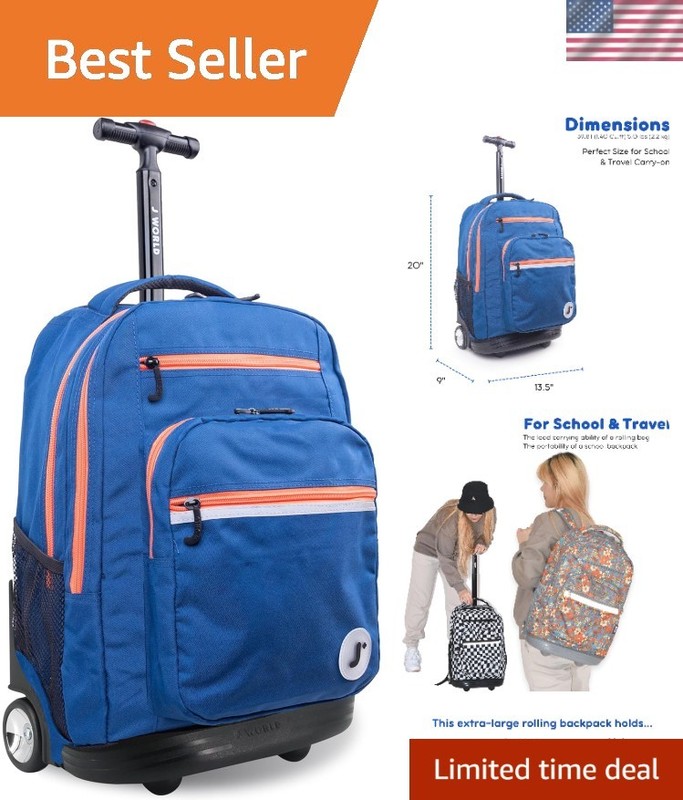 Sundance 20-Inch Rolling Backpack for Boys & Girls – Navy, Multi-Pocket Design