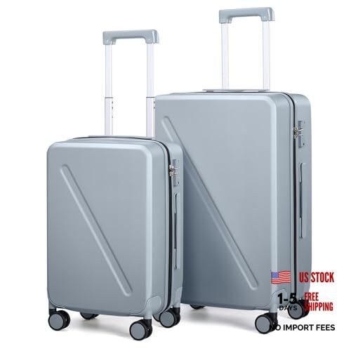 Grey Hardshell 2-Piece Luggage Set – Wheels, Wheels, 2 Pieces (20/28)