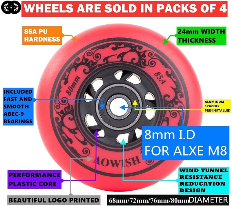 4Pack Inline Skate Wheels Outdoor Asphalt Formula 85A Hockey Roller Blades Re... gallery