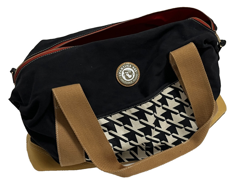 SPARTINA 449 Houndstooth Travel Stoddard Cargo Duffle Bag Weekender Luggage