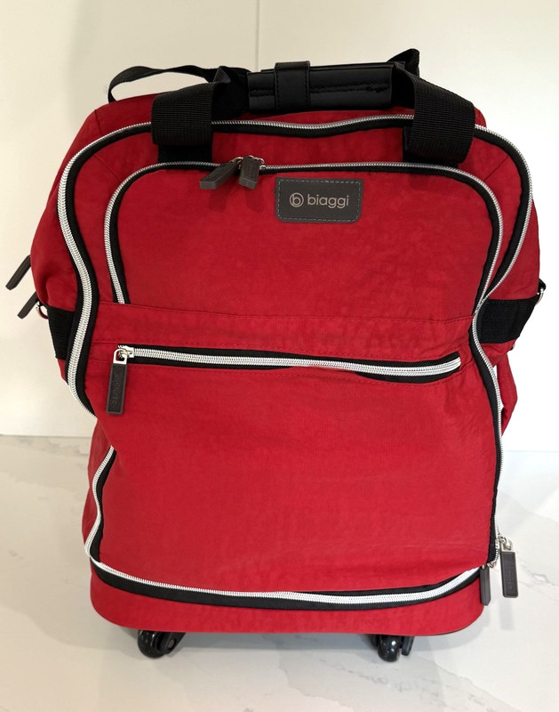 Biaggi Zipsak Foldable Spinner Duffle Carry-On Red Travel Lightweight 22x14x10