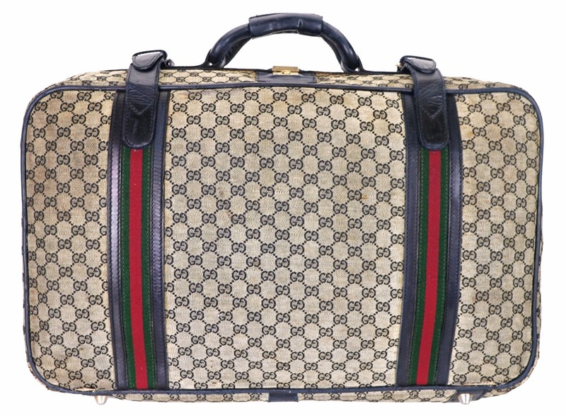 Authentic GUCCI Web GG Monogram Canvas Luggage Vintage Suitcase Italy Unisex gallery