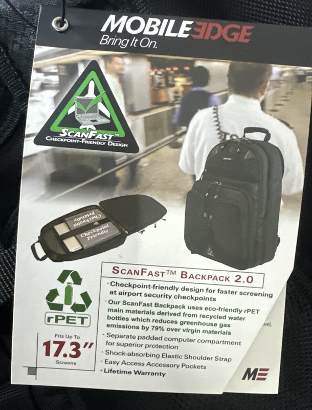 Mobile Edge ScanFast Checkpoint Friendly Travel Laptop Backpack 17" - NWT gallery